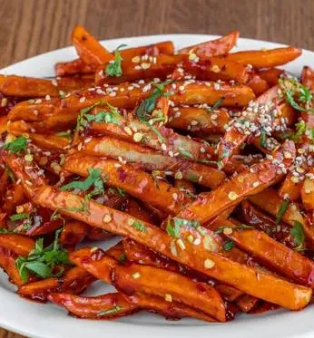 Sweet and spicy chilli potato fries at Saanjh 24-7 Indian Restaurant Winnipeg